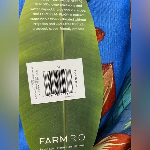 F1 Farm Rio Blue Surreal Flowers Wrap Lenzing™ Ecovero™ Mini Dress - Picture 4 of 8